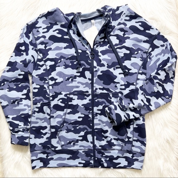 SOLD-NWT Fabletics Navy Blue Camo Zip Up Hoodie Sweatshirt - Picture 10 of 12